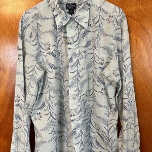 Lightweight Earl Jean Button Up Shirt with plant pattern